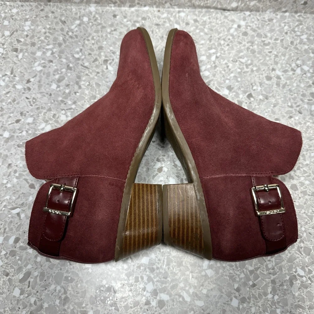 Vionic‎ Ankle Boots Womens 7 Burgundy Suede Side Zip Orthotic Comfort Booties